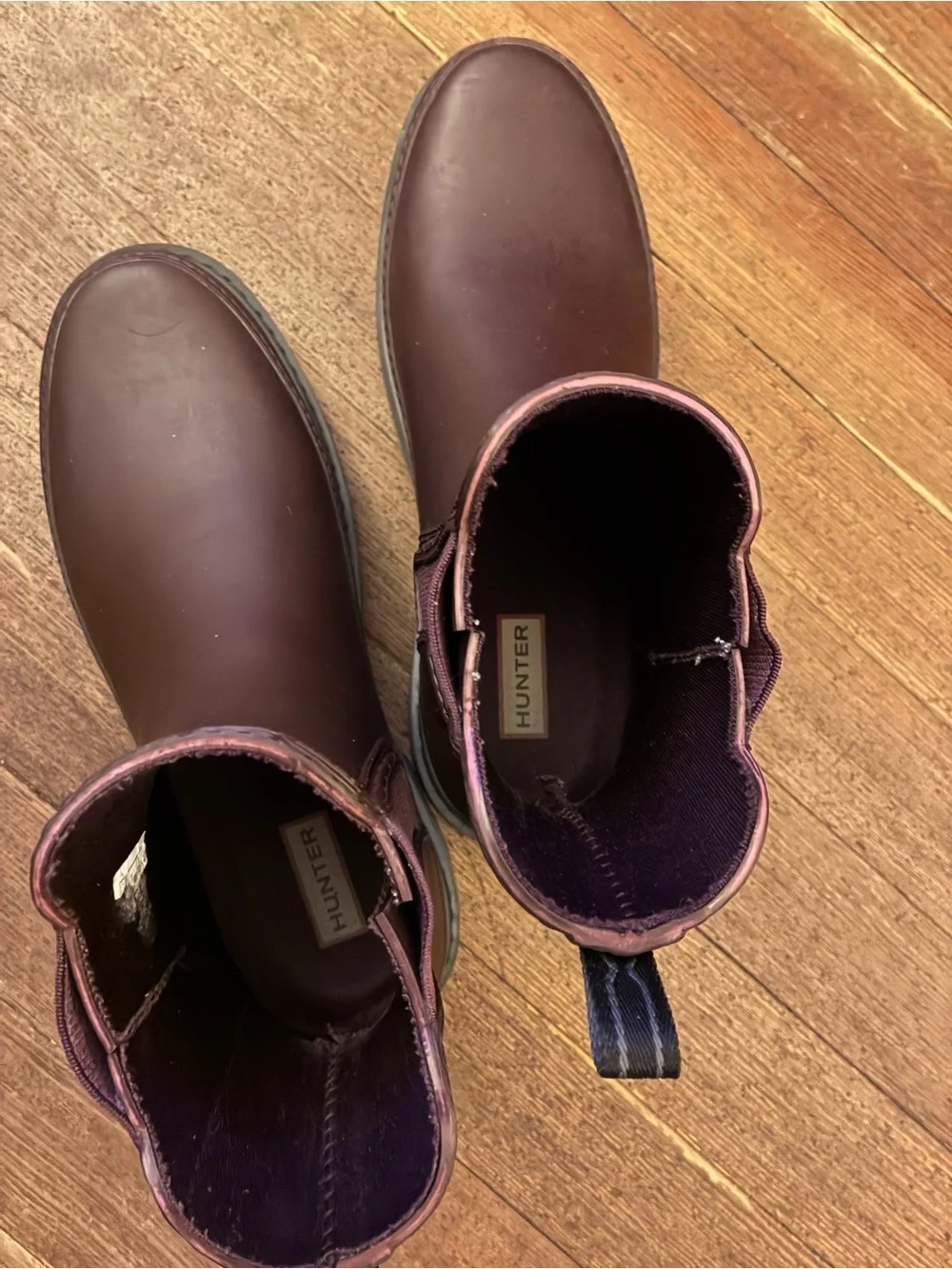 Men's HUNTER Brown Chelsea Rain Boots - Sleek Waterproof Style Sz 10